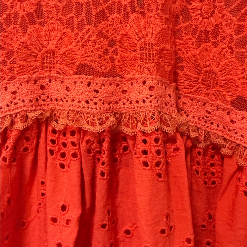 Anthropologie Vibrant Red Lace Blouse - Picture 4 of 7